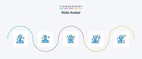 maschio avatar blu 5 icona imballare Compreso servizio. consegna. burlone. cliente. medico vettore