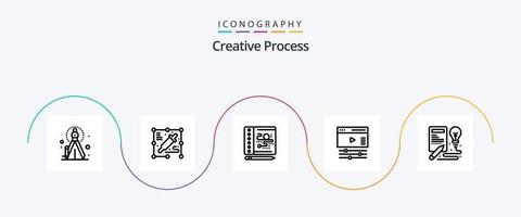 creativo processi linea 5 icona imballare Compreso . creativo. acquerello. idea. ragnatela vettore