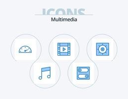 multimedia blu icona imballare 5 icona design. . . tachimetro. preferenze. controllo vettore