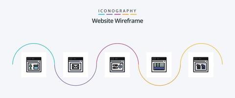 sito web wireframe linea pieno piatto 5 icona imballare Compreso archivio. ragnatela. ragnatela. sicuro. ragnatela vettore