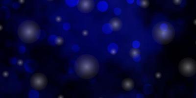 sfondo vettoriale blu scuro con cerchi, stelle.