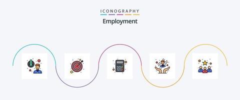 occupazione linea pieno piatto 5 icona imballare Compreso profilo. attività commerciale. app. dipendente cura. cura vettore