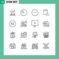 16 creativo icone moderno segni e simboli di riavvolgere arretrato multimedia indietro documento modificabile vettore design elementi