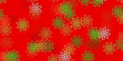 materiale illustrativo naturale di vettore verde chiaro, rosso con i fiori.