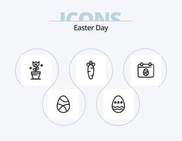Pasqua linea icona imballare 5 icona design. Pasqua. uovo. bynny. tulipano. Pasqua vettore