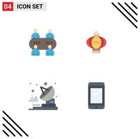 4 creativo icone moderno segni e simboli di casinò trasmettitore lanterna Cinese inteligente Telefono modificabile vettore design elementi