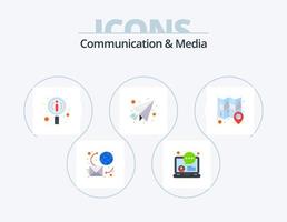 comunicazione e media piatto icona imballare 5 icona design. carta geografica. inviare. notizia. carta aereo. posta vettore
