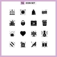 16 creativo icone moderno segni e simboli di difficile acquistare bancario shopping Borsa modificabile vettore design elementi