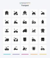 creativo trasporto 25 glifo solido nero icona imballare come come trasporto. auto. bicicletta. trasporto. auto vettore