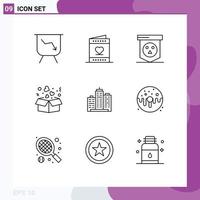 9 creativo icone moderno segni e simboli di architettura amore tavola cuore scatola modificabile vettore design elementi