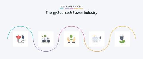 energia fonte e energia industria piatto 5 icona imballare Compreso biomassa. sole. ambiente. solare. energia vettore