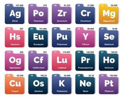 20 preiodico tavolo di il elementi icona imballare design vettore