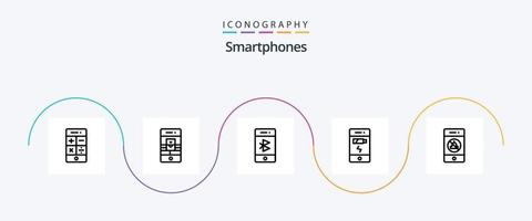 smartphone linea 5 icona imballare Compreso stato. carica. webcam. batteria. mobile vettore