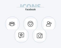 Facebook linea icona imballare 5 icona design. preferito. triste. fuoco. sensazione. emoji vettore