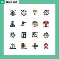 azione vettore icona imballare di 16 linea segni e simboli per imitazione avatar rullo obbiettivo amore modificabile creativo vettore design elementi