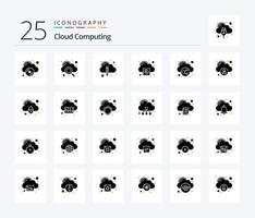nube calcolo 25 solido glifo icona imballare Compreso Condividere. attività. matita. nube vettore