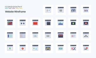 25 sito web wireframe piatto colore icona imballare vettore