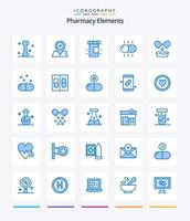 creativo farmacia elementi 25 blu icona imballare come come pillole. droga. bottiglia. medico. medicina vettore