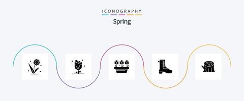 primavera glifo 5 icona imballare Compreso primavera. in esecuzione. natura. attività. pianta vettore