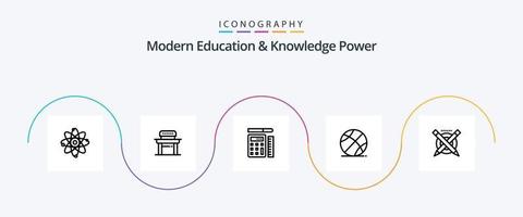 moderno formazione scolastica e conoscenza energia linea 5 icona imballare Compreso formazione scolastica. formazione scolastica. penna. gioco. palla vettore