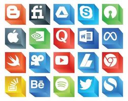 20 sociale media icona imballare Compreso adsense Youtube quora vidler Facebook vettore