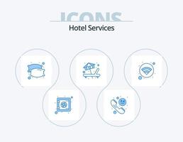 Hotel Servizi blu icona imballare 5 icona design. Internet. gratuito. notte. servizio. lettino vettore