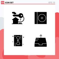 universale icona simboli gruppo di 4 moderno solido glifi di casa raggio chiave disco cassetta postale modificabile vettore design elementi