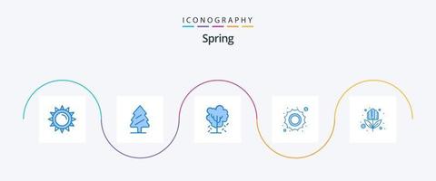 primavera blu 5 icona imballare Compreso fiore. tempo atmosferico. albero. soleggiato. primavera vettore