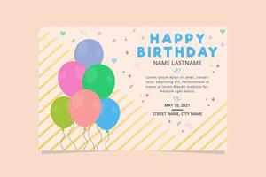 elegante banner di buon compleanno. compleanno invito banner design piatto. vettore