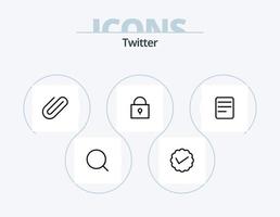 cinguettio linea icona imballare 5 icona design. immagine. Twitter. ingrandire. carta. raccoglitore vettore