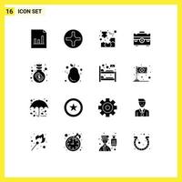 universale icona simboli gruppo di 16 moderno solido glifi di investimento portafoglio cliente borsetta ventiquattrore modificabile vettore design elementi