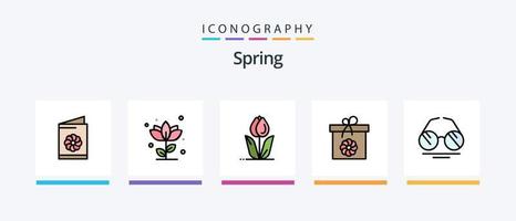 primavera linea pieno 5 icona imballare Compreso occhio. insetto. in crescita. Miele. ape. creativo icone design vettore