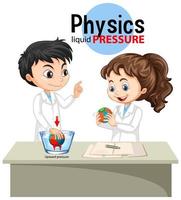 scienziato che spiega la pressione del liquido di fisica vettore