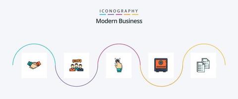 moderno attività commerciale linea pieno piatto 5 icona imballare Compreso scansione. scansione. consulenza. riconoscimento. impronta digitale vettore