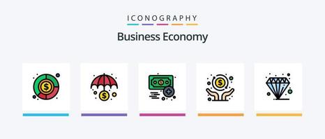 economia linea pieno 5 icona imballare Compreso economia. bancario. economia. i soldi. economia. creativo icone design vettore