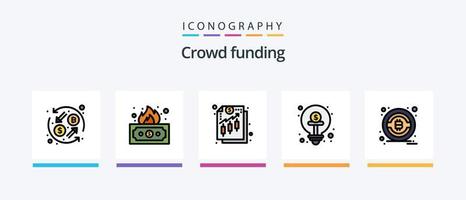 raccolta di fondi linea pieno 5 icona imballare Compreso finanza. globale. risparmio. economia. obiettivo. creativo icone design vettore