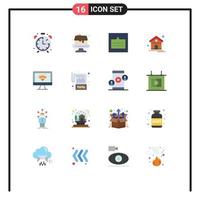 16 creativo icone moderno segni e simboli di allarme link Timer torta wireframe modificabile imballare di creativo vettore design elementi