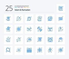 Islam e Ramadan 25 blu colore icona imballare Compreso regalo. carta geografica spillo. digiuno. musulmano. Islam vettore