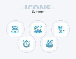 estate blu icona imballare 5 icona design. . succo. sabbia. bere. sole vettore