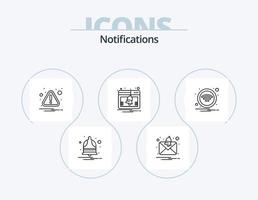 notifiche linea icona imballare 5 icona design. notifica. attività. notifica. ragnatela. Attenzione vettore