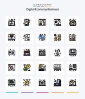 creativo digitale economia attività commerciale 25 linea pieno icona imballare come come tecnologia. intelligente. ragnatela. Ingranaggio. ragnatela vettore