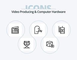 video producendo e computer hardware linea icona imballare 5 icona design. i soldi. costi. trofeo. bilancio. umano vettore