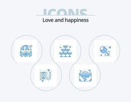 amore blu icona imballare 5 icona design. fiore. vino. cuore. frizzante. ombrello
