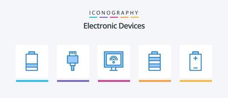 dispositivi blu 5 icona imballare Compreso . inteligente. energia. creativo icone design vettore