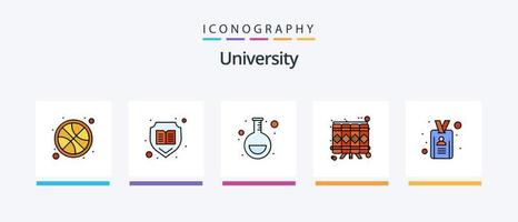 Università linea pieno 5 icona imballare Compreso id. insegnante. raggiungere. studia. libro. creativo icone design vettore