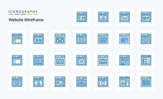 25 sito web wireframe blu icona imballare vettore