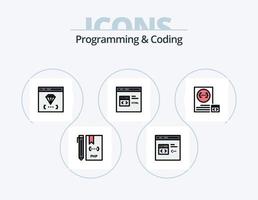 programmazione e codifica linea pieno icona imballare 5 icona design. codifica. app. sviluppo. sviluppo. computer vettore
