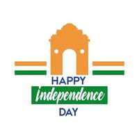 celebrazione del giorno dell'indipendenza dell'india con stile piatto arco moschea vettore