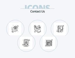 contatto noi linea icona imballare 5 icona design. preferito. sostegno. chiamata. mano. e-mail vettore