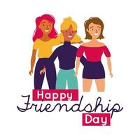 celebrazione del giorno dell'amicizia felice con lo stile di tiraggio della mano pastello delle ragazze vettore